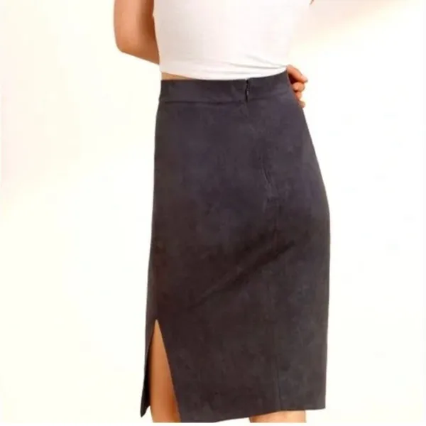 Wilfred Aritzia Vegan Suede Slit Lis Pencil Skirt Black- Size 0 - Image 4