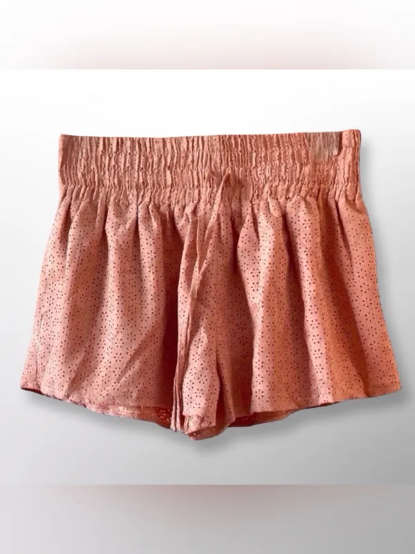 ANTHROPOLOGIE | Chloe Oliver Perforated Suede Shorts | Dark Peach | Size L - Image 7