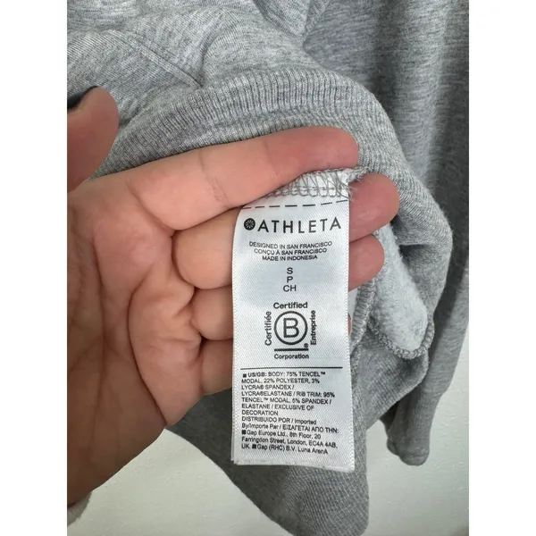 Athleta‎ Coaster Luxe Sweatshirt Grey Mock Neck Pullover Thumbholes 466775 Small - Image 4