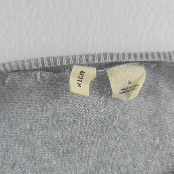 Anthropologie‎ Moth Womens Cardigan Sweater Gray 3/4 Sleeve Button Front Knit S - Image 3