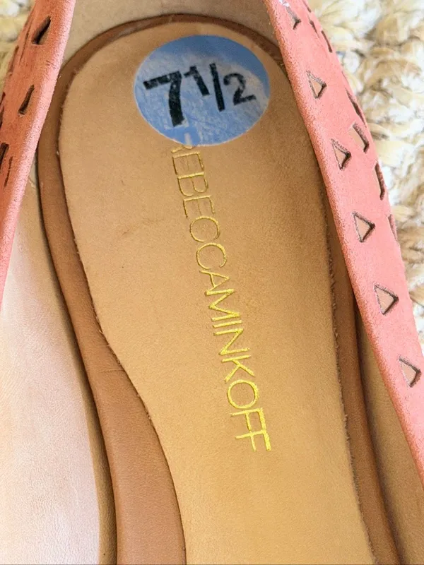 Rebecca Minkoff Irene Coral Suede Laser Cut-Out Ballet Flats Size 7.5 - Image 6