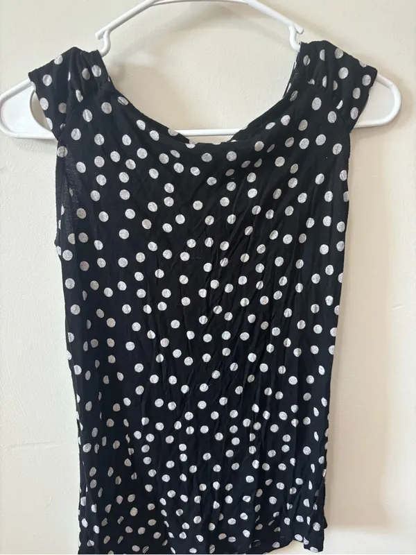 Kensie Black and White Polka Dot Tie-Front Top - Image 2