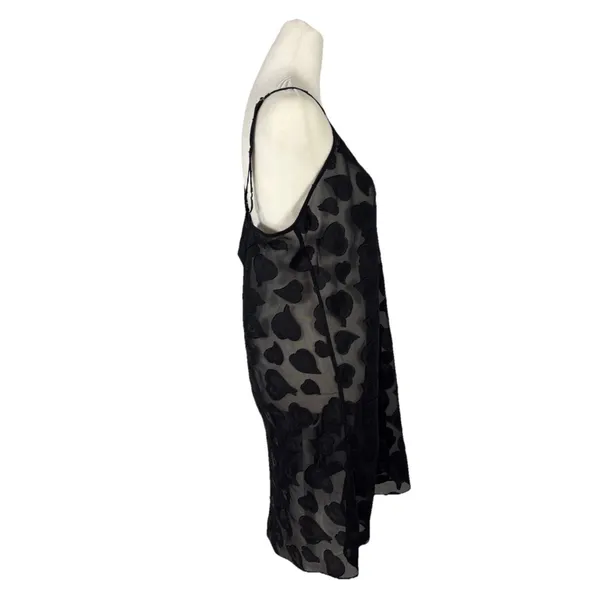 Victoria's Secret Black Sheer Nightie Slip Sexy Sz L Hearts - Image 12