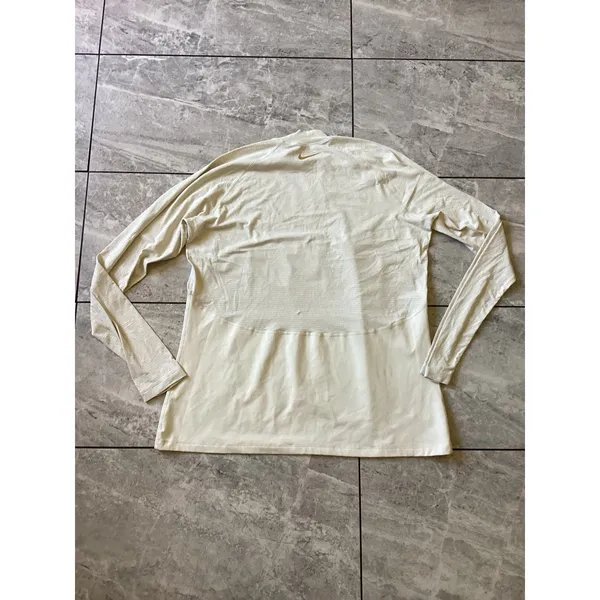 Nike Dri-FIT Womens XXL Cream Mock Neck Long Sleeve Training Top Striped Panel - Image 6