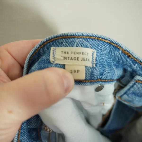 Madewell 29P The Perfect Vintage Jean Medium Blue Raw Hem Straight Leg Casual - Image 6