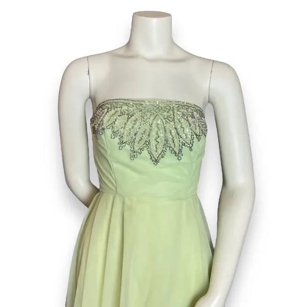 Vintage 50s Formal Dress Prom Strapless Pale Green Elegant‎ Hollywood Glamorous - Image 3