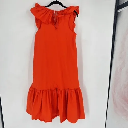Anthropologie Whit Two Dress Womens Small Orange Ruffle Tiered Midi Boho - Image 5