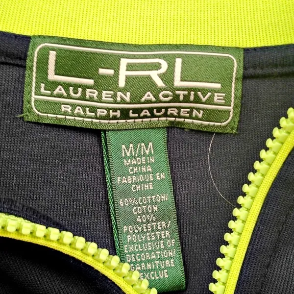 Ralph Lauren Active Womens MED Blue Green Crest Zip Up Track Jacket Logo Crest - Image 3