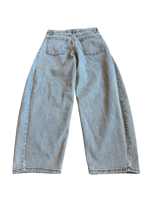 Oat New York Wide Leg Barrel Jeans Light Wash Denim Quiet Luxury Size 10/30 - Image 7