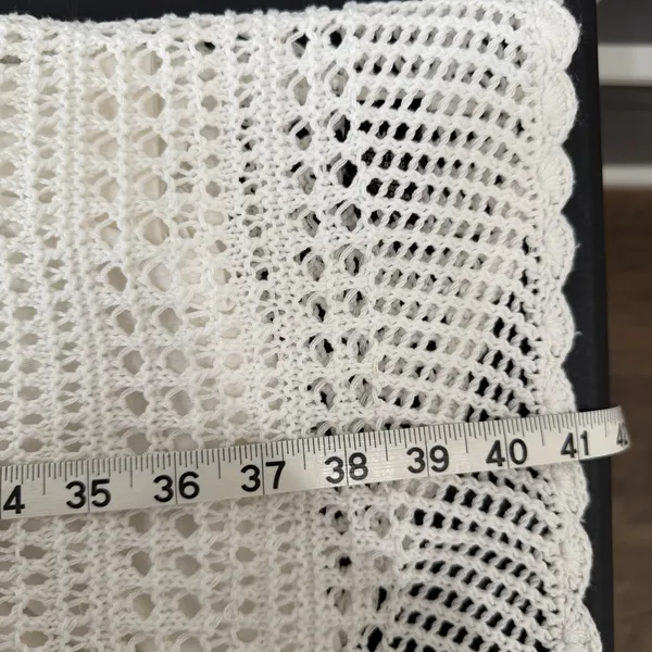 Vtg Y2K Fever M Medium Dress Crochet Open‎ Knit Sheer Lined Romantic Beachy Boho - Image 11