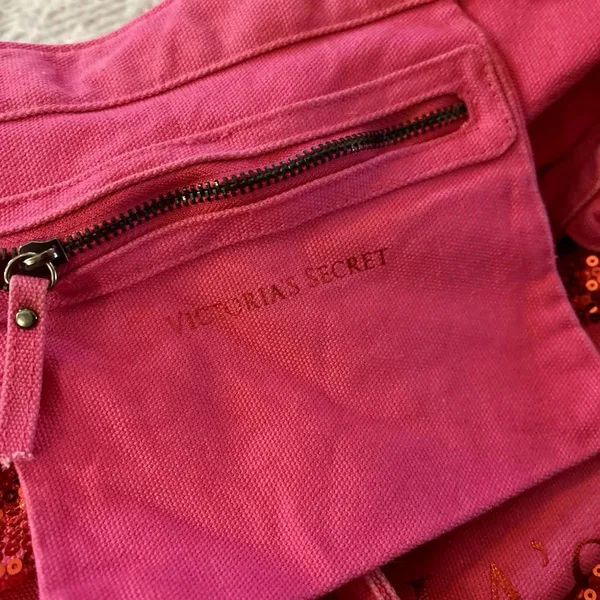 Victoria’s Secret Hot Pink W/Red Sequins Tote Bag Large - Image 2