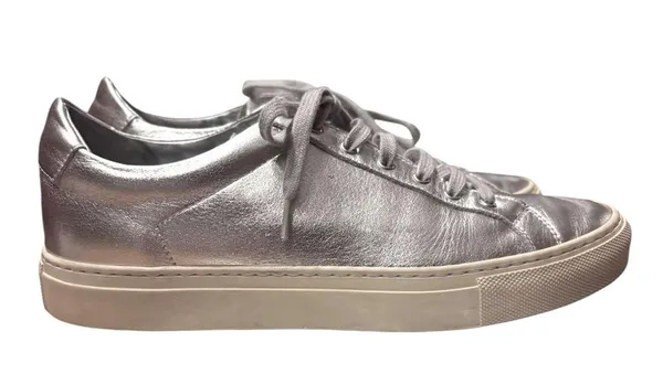 WOMAN by COMMON PROJECTS Achilles Retro Leather Low Top Sneakers Silver Size 38 - Image 5