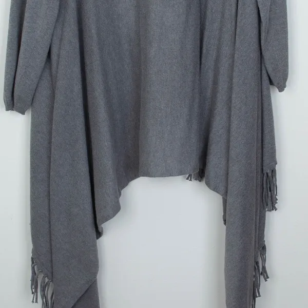 Melissa McCarthy Seven7 Gray Fringe‎ Cardigan Sweater Waterfall Duster Size 2X - Image 10