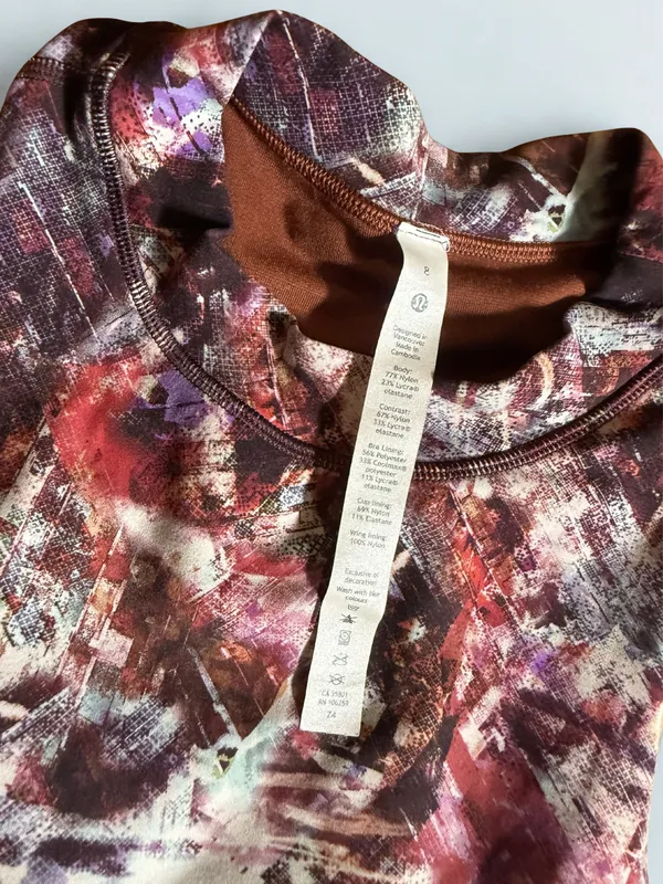 Lululemon Everlux and Mesh Cropped Tank Urbantricity Multi Women's Size 8 - Image 2