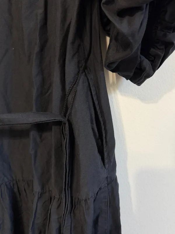 Roller Rabbit Tiered Cotton Silk Blend Dress Size Small Black Long Sleeve - Image 8