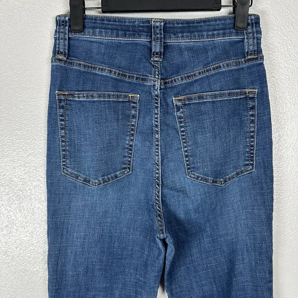 We The Free People Irreplaceable Flare Jeans Womens 28 Blue Button Fly‎ Raw Hem - Image 4