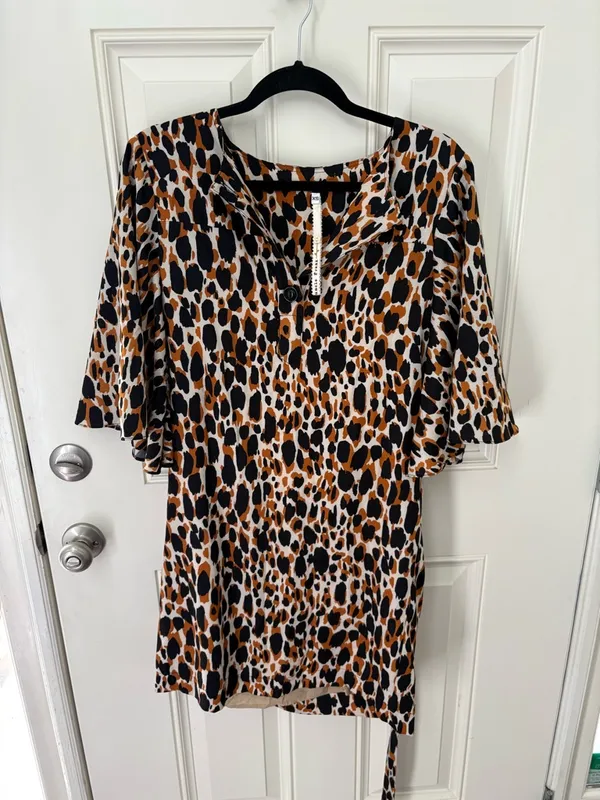Uncle Frank Tie-Waist Animal Print Dress Size XS - Image 2
