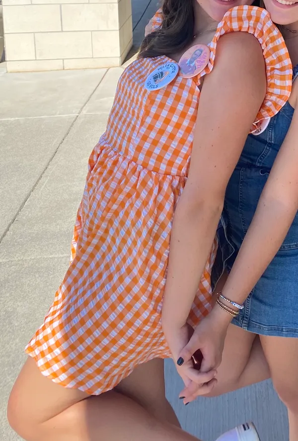 SheIn Orange Checkered Dress - Image 2