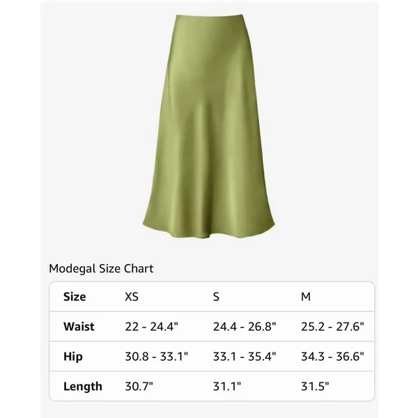 Modegal Women's Satin High Waist Midii Skirt Green M - Image 4