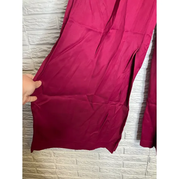 Massimo Dutti pleated wide leg pants trousers pink magenta women's size 6 modern - Image 3
