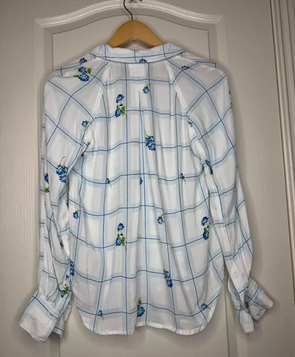 Free People Window to My Heart Floral Plaid Button Down Shirt XS - Image 4
