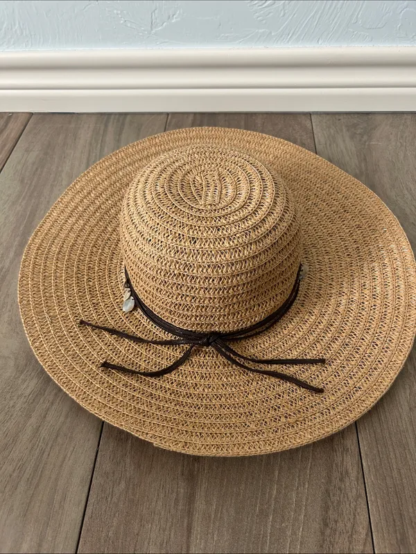 Walmart Summer Beach Boho Wide Brim Straw Sun Hat with Decorative Band - Image 2