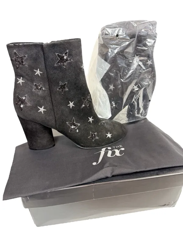 NEW The Fix Nash Oval Heel Ankle Bootie Sequin Star Black Size 8.5 - Image 2