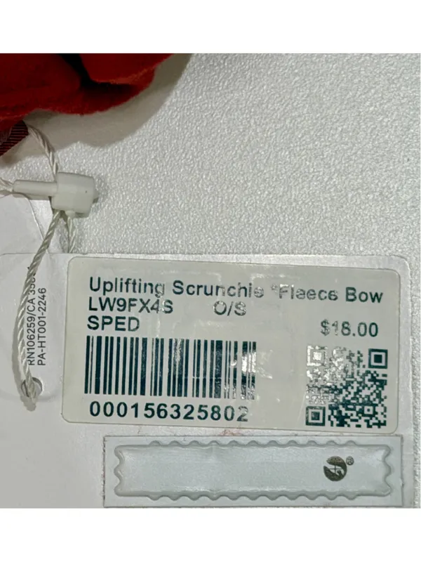 Lululemon Women’s O/S Uplifting Scrunchie Fleece Bow Red NWT b13 - Image 3