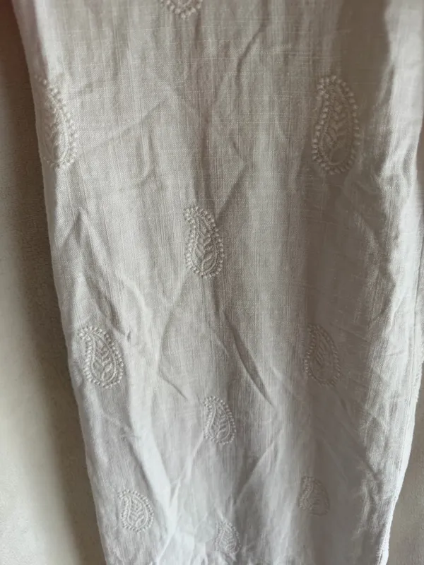 ZARA Pants Linen Wide-Leg White embroidered size 2 - Image 7