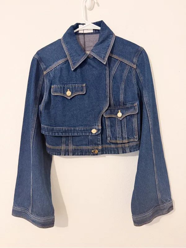 NWT Acler Valleybrook Jean Jacket Dark Indigo Blue Cropped Size US 2 * - Image 2