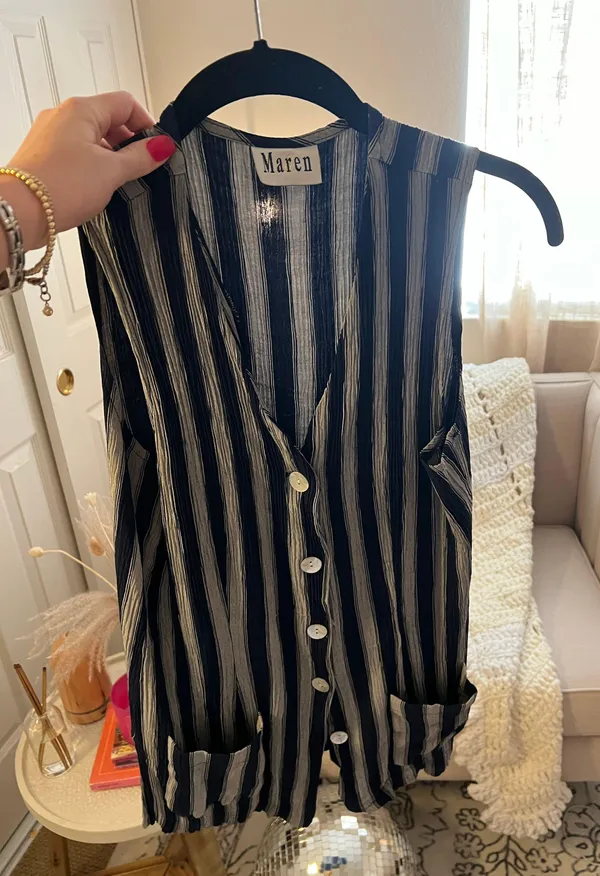 Sleeveless Striped Button Down Tank Multi - Image 4