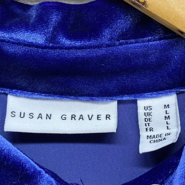 Susan Graver Velvet Tunic‎ Top Ruched Sleeve Button Down Shirt Size M - Image 5