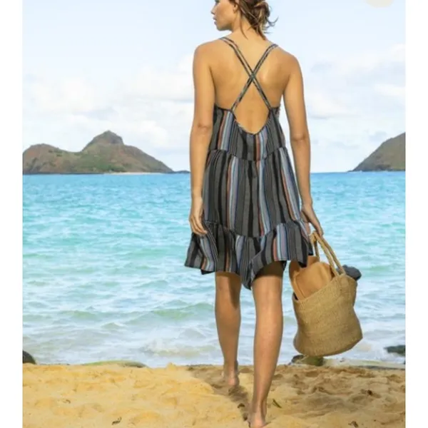 NWT Outerknown‎ Cielo Dress Open Back Women's Small Organic Cotton Tiered Beach - Image 2