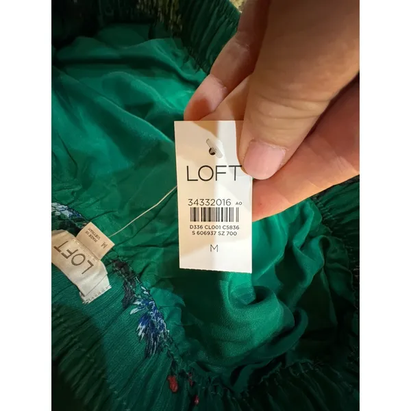 LOFT green floral maxi skirt with‎ a tiered silhouette Green Size Medium - Image 7
