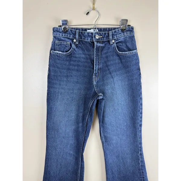 Zara Jeans Womens Blue Size 6 Denim Flare High Rise Raw Hem Medium Wash - Image 2