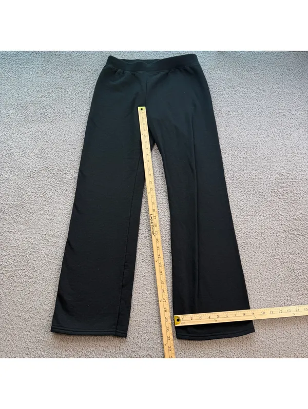 Hanes EcoSmart Black Fleece Lined Sweatpants Womens S Cozy Lounge Athletic - Image 4