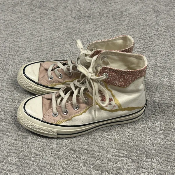 Converse Chuck Shoes Womens 5.5 70s Egret Golden Repair High Top Floral Sneakers - Image 5