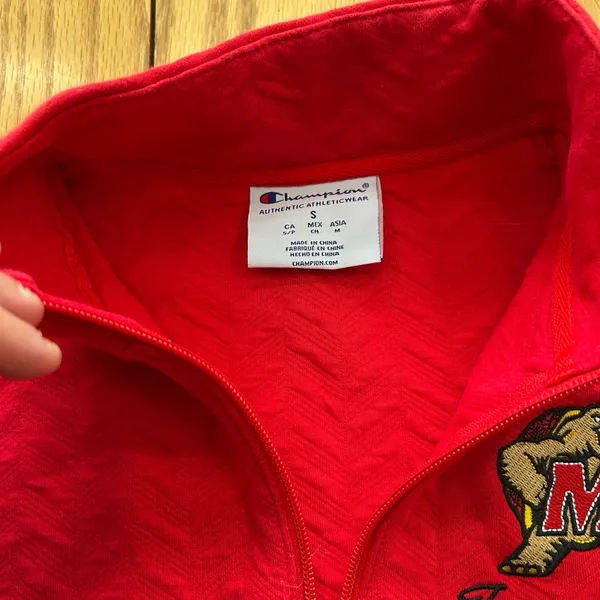 Champion Maryland Terrapins Women's Small 1/4 Zip 3/4 Sleeve Pullover Red‎ Knit - Image 4