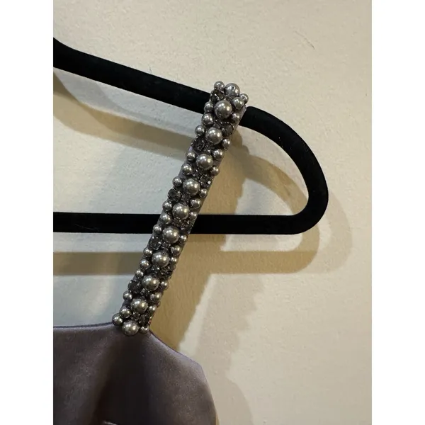 Kate Spade satin mini‎ dress with beaded straps Gray Size 0 - Image 6