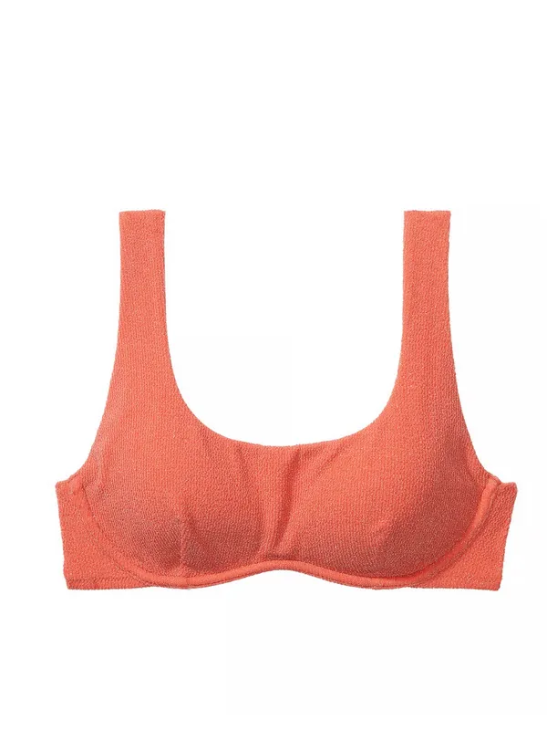 PINK Victoria’s Secret Textured Glitter Bikini Set Orange Coral Medium NWT - Image 4