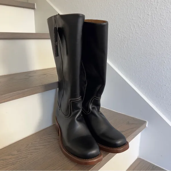 NWOB FRYE Anthropologie Frye Campus 14L Wide Calf Boots in Black Gatsby Leather - Image 5