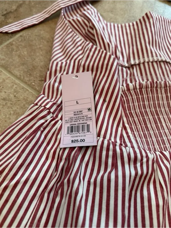 wild fable Red and White Striped Halter Tiered Mini Dress - Image 2