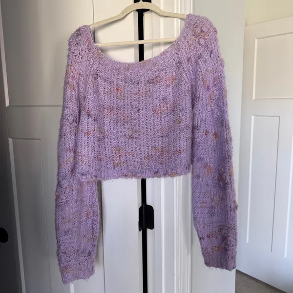 Free People sunset‎ cloud pullover Purple Lavender Knit Sweater - Image 5