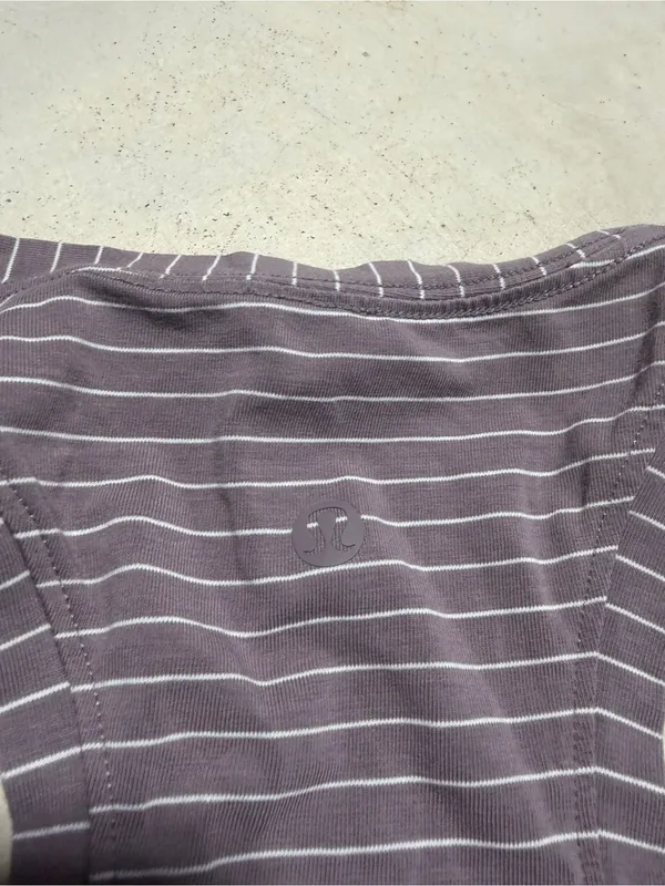 Lululemon Sleeveless Striped Racerback Tank Top Purple white - Image 3