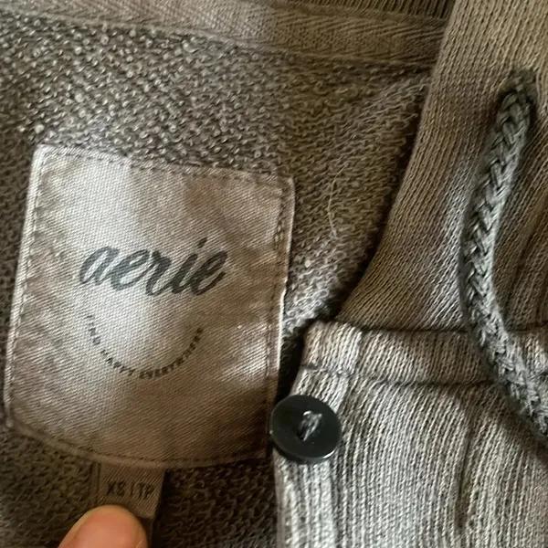 Aerie oversized hooded pull over dark wash gray - Image 7