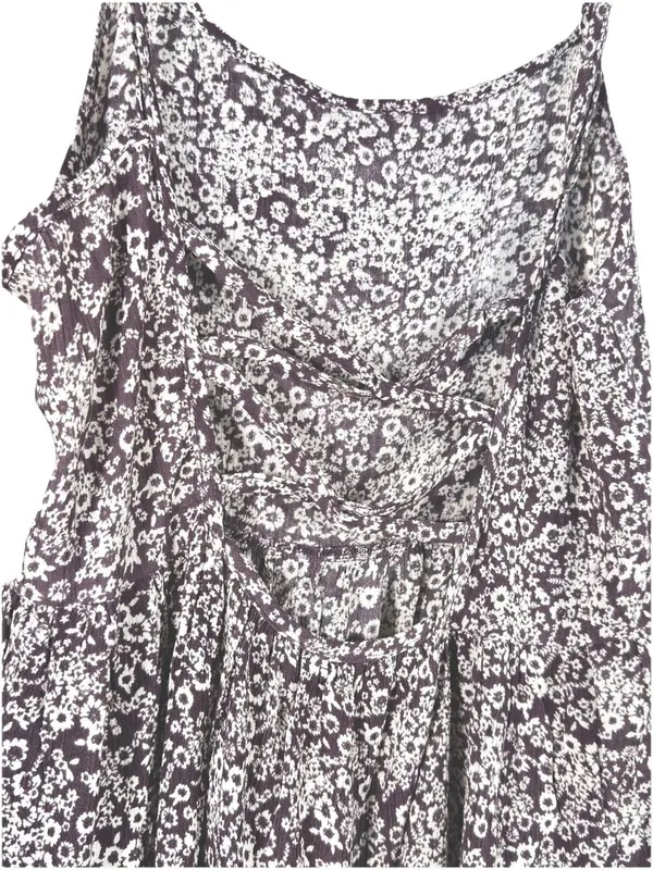 Kiwi + Punch Boho Floral Babydoll Mini Dress Lace Up Back Misty Plum Small NWT - Image 4