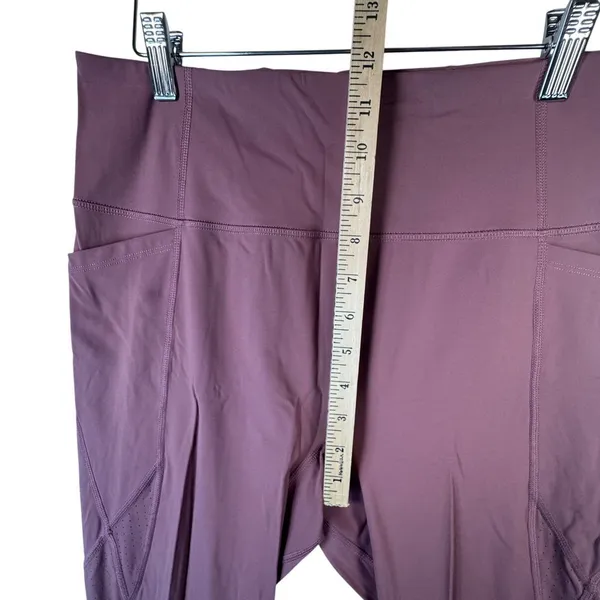 Yvette High Waist Leggings Workout Yoga Pants Pockets XL Mauve‎ Purple - Image 6