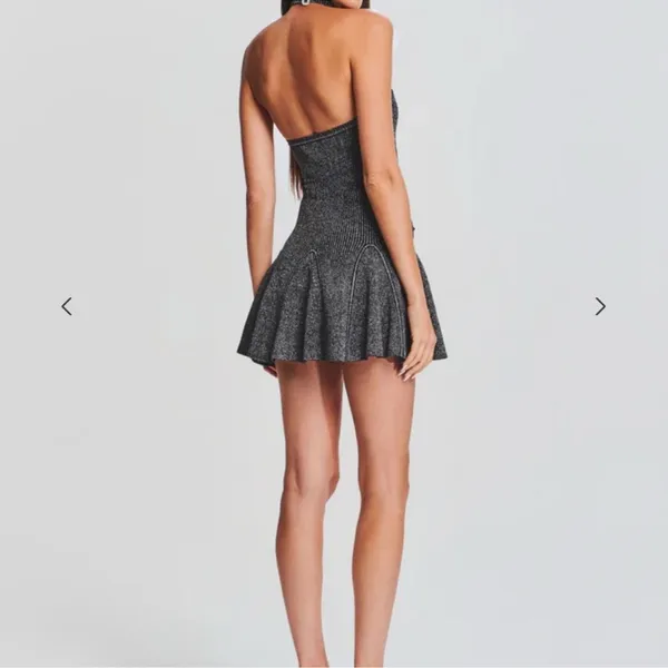 ✨ Retrofête Quinn‎ Metallic Knit Mini Dress Black Silver Sparkle Large NWT ✨ - Image 2