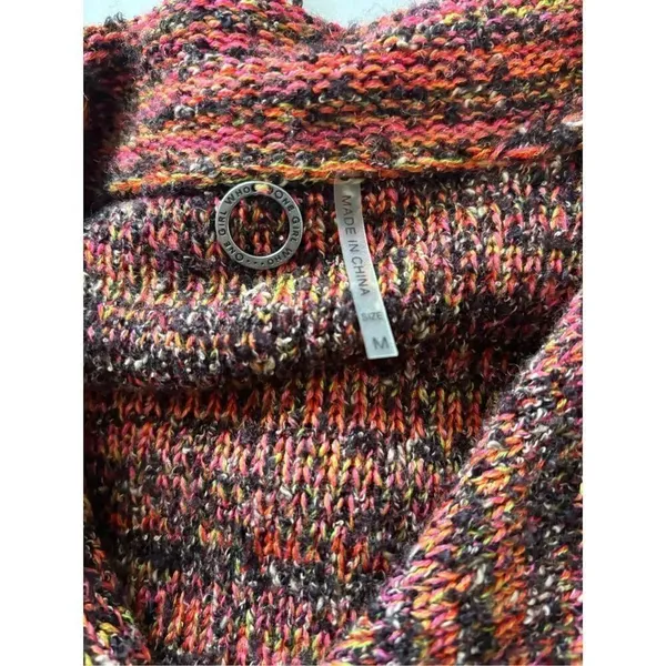 One Girl Who Anthropologie Double Breasted Tweed Fringe Knit Jacket Multicolor S - Image 2