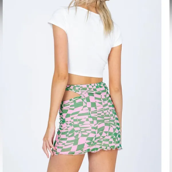 PRINCESS POLLY Syrah Wrap Mesh Mini Skirt Green - Image 4